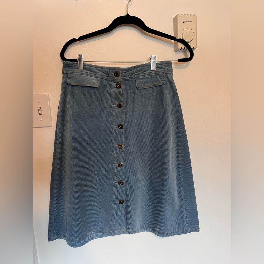 Blue Button-Front Skirt Anthropologie
